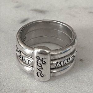 Saint Laurent Engraved Silver Love Band